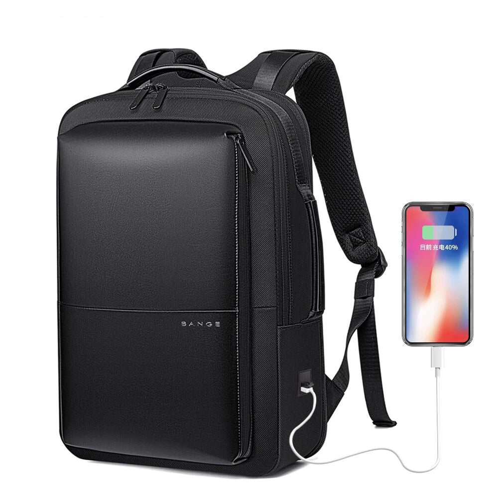 BANGE Travel Backpack Men Business Backpack School Expandable USB Bag Large Capacity 17.3 Laptop Waterproof Fashion Backpack