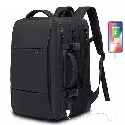 BANGE Travel Backpack Men Business Backpack School Expandable USB Bag Large Capacity 17.3 Laptop Waterproof