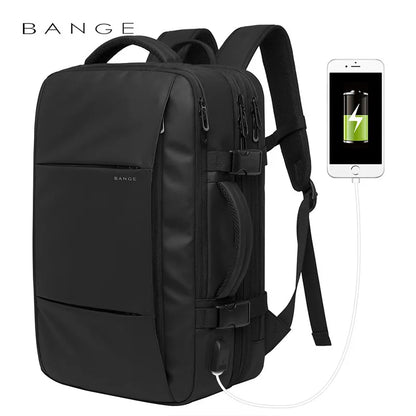 BANGE Travel Backpack Men Business Backpack School Expandable USB Bag Large Capacity 17.3 Laptop Waterproof