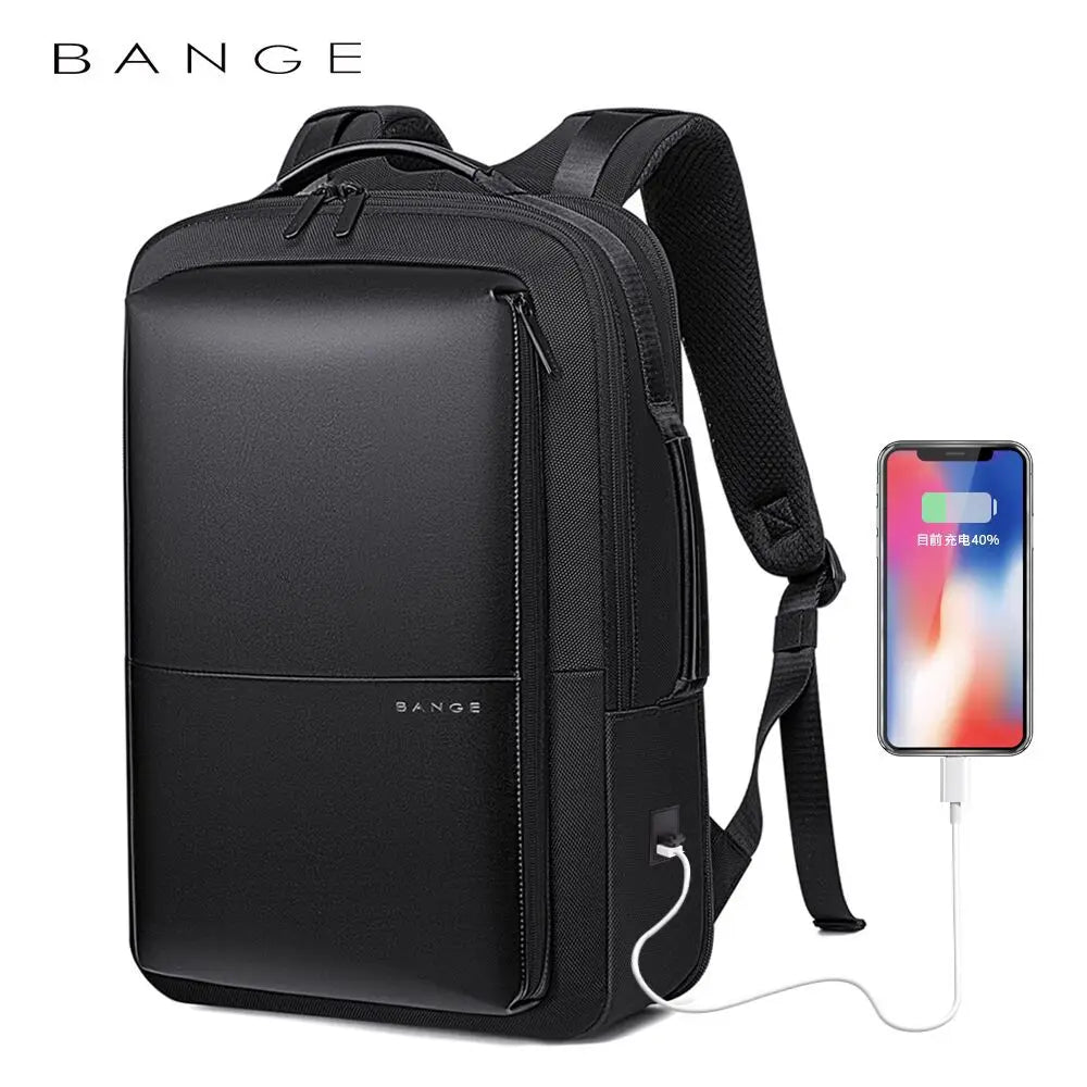 BANGE Travel Backpack Men Business Backpack School Expandable USB Bag Large Capacity 17.3 Laptop Waterproof Fashion Backpack