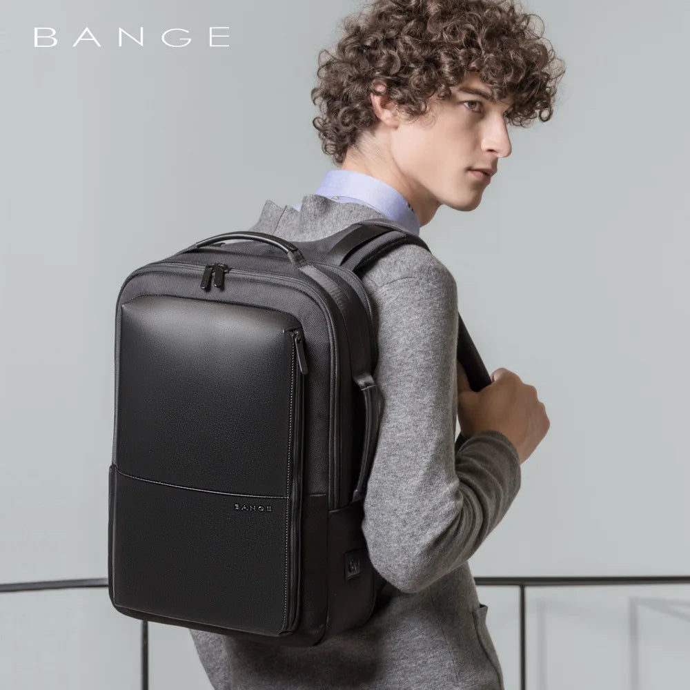 BANGE Travel Backpack Men Business Backpack School Expandable USB Bag Large Capacity 17.3 Laptop Waterproof Fashion Backpack