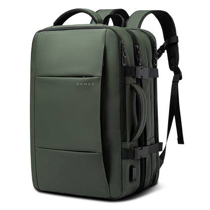 BANGE Travel Backpack Men Business Backpack School Expandable USB Bag Large Capacity 17.3 Laptop Waterproof