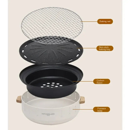 BBQ Grill Portable Charcoal Barbecue Korean Style Barbecue Camping Grill Suitable for Outdoor Camping Home and Cooking Tea