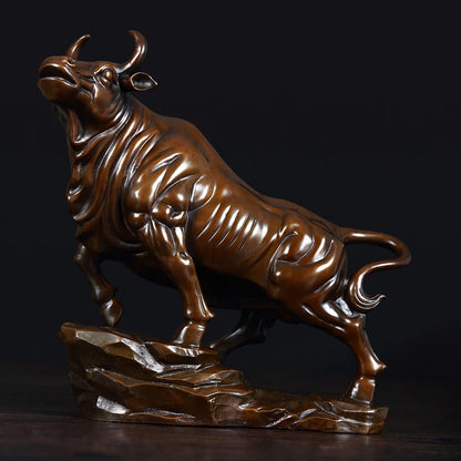 BEST Business gift -Home office fortune Mascot Money Drawing wall street cattle bull COW Bronze art statue