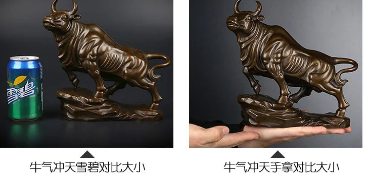 BEST Business gift -Home office fortune Mascot Money Drawing wall street cattle bull COW Bronze art statue