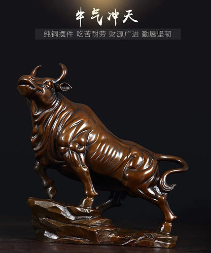 BEST Business gift -Home office fortune Mascot Money Drawing wall street cattle bull COW Bronze art statue