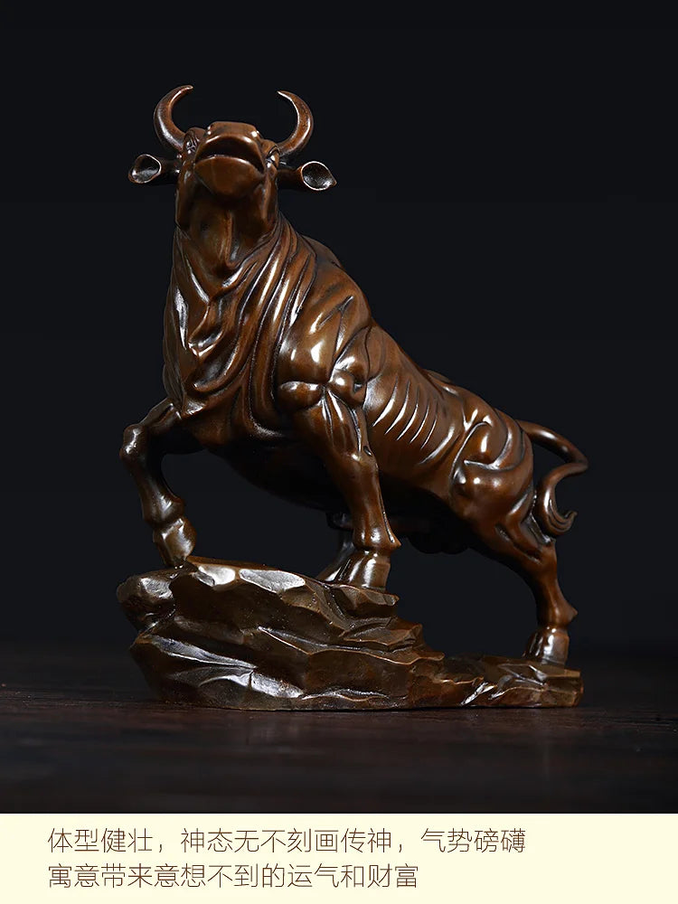 BEST Business gift -Home office fortune Mascot Money Drawing wall street cattle bull COW Bronze art statue