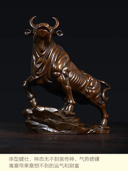 BEST Business gift -Home office fortune Mascot Money Drawing wall street cattle bull COW Bronze art statue