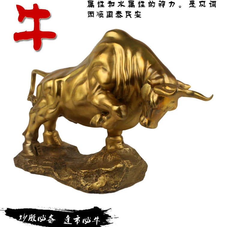 BEST Business gift - TOP COOL Home office  fortune Mascot Money Drawing Charging Bull cattle Bronze art statue 31CM