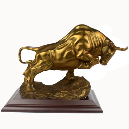 BEST Business gift - TOP COOL Home office  fortune Mascot Money Drawing Charging Bull cattle Bronze art statue 31CM