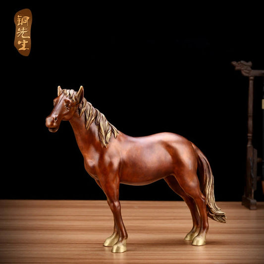 BEST GIFT -home LIVING ROOM OFFICE ART Decor 32CM LARGE success RETRO HORSE ART FENG SHUI bronze statue sculpture