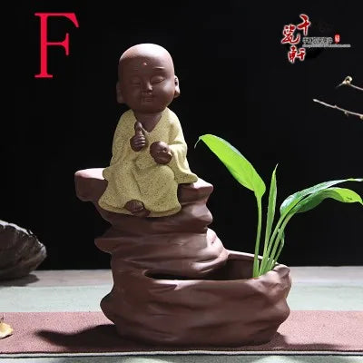 BEST # Marvellous ART# HOME OFFICE CHAN DAO Little Monk sand-fired porcelain pottery ART statue