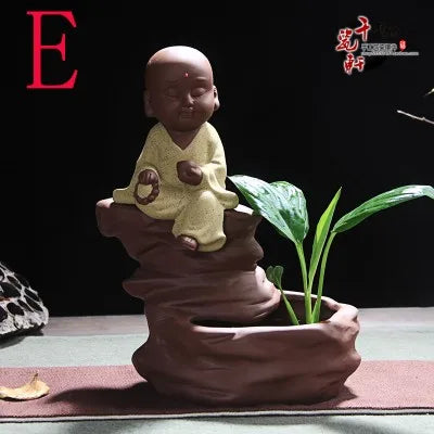 BEST # Marvellous ART# HOME OFFICE CHAN DAO Little Monk sand-fired porcelain pottery ART statue