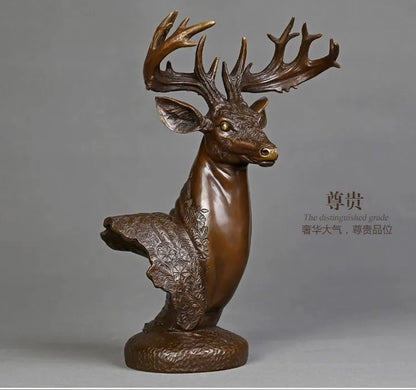 BEST business gift -33 CM large -Home office Decor deer Bronze art statue Decoration