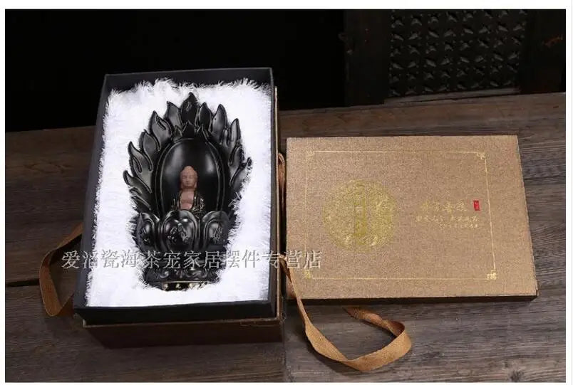 BEST business  present # HOME Buddha porcelain pottery Sakyamuni Buddhist censer Incense Burner Lotus statue