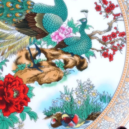 BEST business  present -handicraft  FENG SHUI wealth porcelain plate home OFFICE TOP Decor art