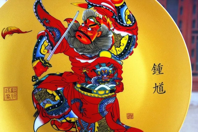 BEST business present office home house TOP protection talisman # zhong kui exorcise evil spirits FENG SHUI porcelain plate