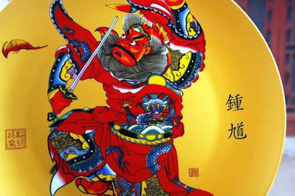BEST business present office home house TOP protection talisman # zhong kui exorcise evil spirits FENG SHUI porcelain plate