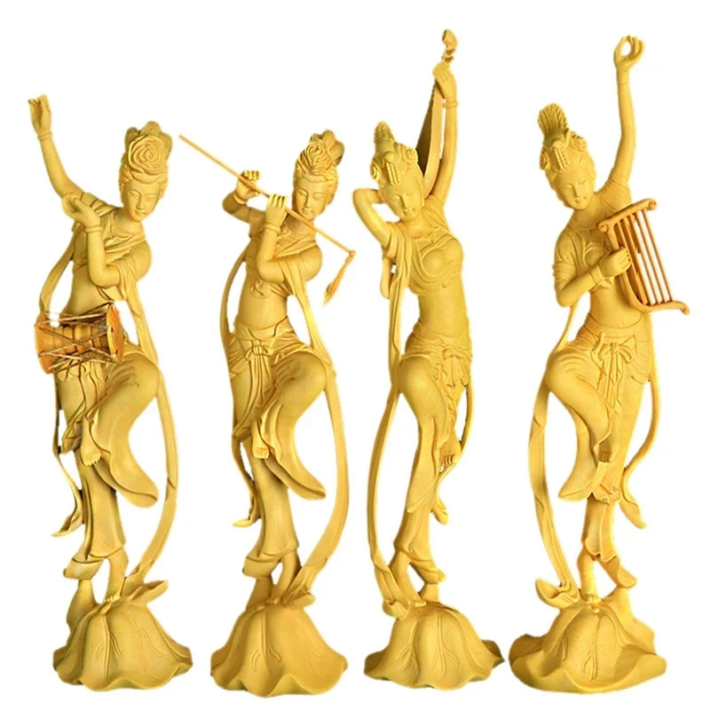 BOJ 25cm Dunhuang belleza escultura chino mítico Hada Feng Shui estatuas de madera decoración para el hogar