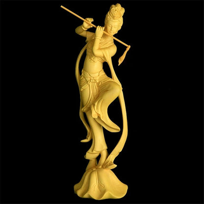 BOJ 25cm Dunhuang belleza escultura chino mítico Hada Feng Shui estatuas de madera decoración para el hogar