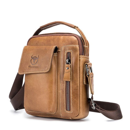 BULL CAPTAIN Genuine Leather Men's Sling Shoulder Bag Bobys Crossbody Pack  Cowhide Casual Riding  Messenger Causal Daypack