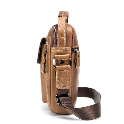 BULL CAPTAIN Genuine Leather Men's Sling Shoulder Bag Bobys Crossbody Pack  Cowhide Casual Riding  Messenger Causal Daypack