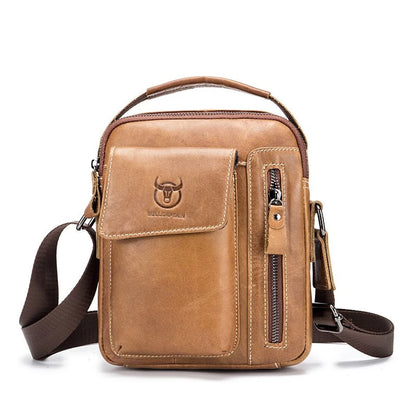 BULL CAPTAIN Genuine Leather Men's Sling Shoulder Bag Bobys Crossbody Pack  Cowhide Casual Riding  Messenger Causal Daypack