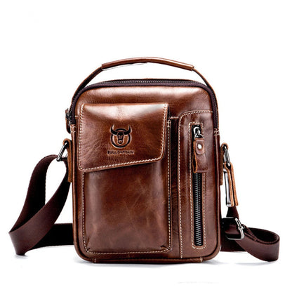 BULL CAPTAIN Genuine Leather Men's Sling Shoulder Bag Bobys Crossbody Pack  Cowhide Casual Riding  Messenger Causal Daypack