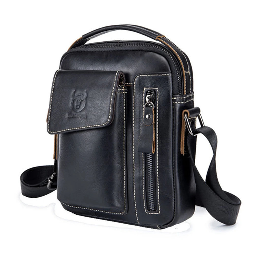BULL CAPTAIN Genuine Leather Men's Sling Shoulder Bag Bobys Crossbody Pack  Cowhide Casual Riding  Messenger Causal Daypack