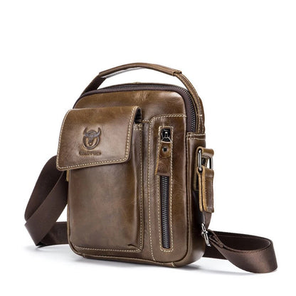 BULL CAPTAIN Genuine Leather Men's Sling Shoulder Bag Bobys Crossbody Pack  Cowhide Casual Riding  Messenger Causal Daypack