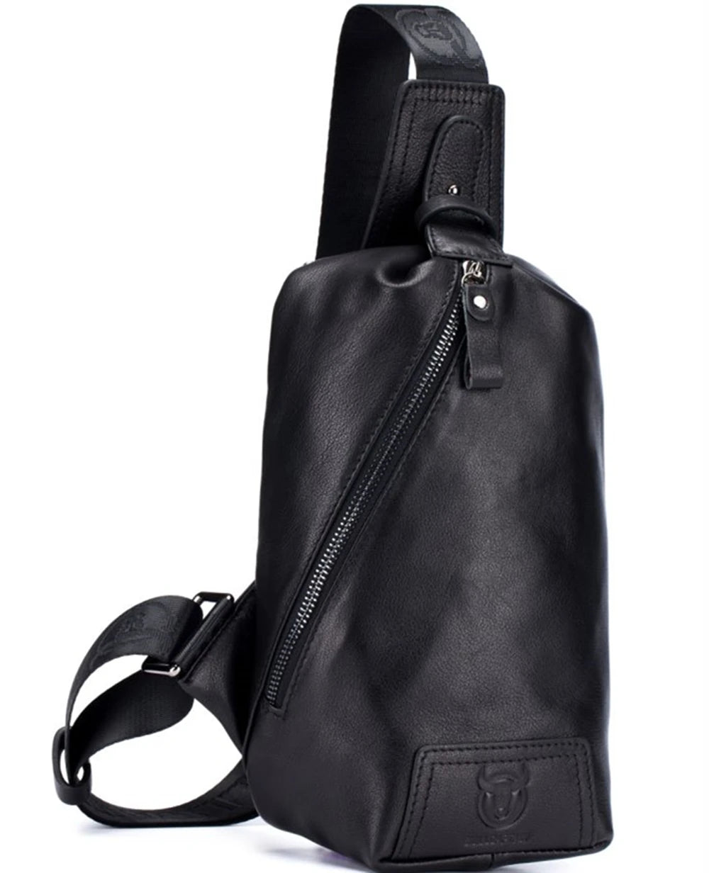 BULL CAPTAIN Genuine Leather Shoulder Cross-Body Chest Bag Anti-Theft Men's Causal Hiking Travel Day Pack