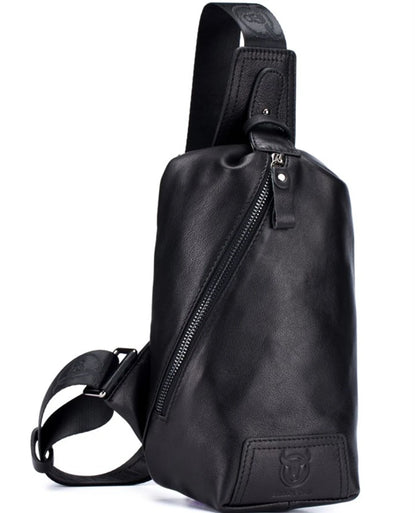 BULL CAPTAIN Genuine Leather Shoulder Cross-Body Chest Bag Anti-Theft Men's Causal Hiking Travel Day Pack