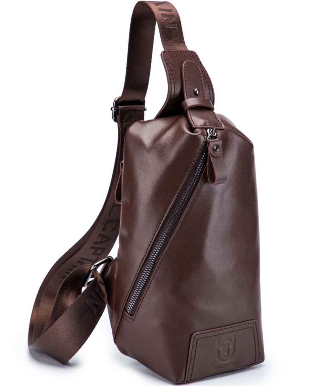 BULL CAPTAIN Genuine Leather Shoulder Cross-Body Chest Bag Anti-Theft Men's Causal Hiking Travel Day Pack