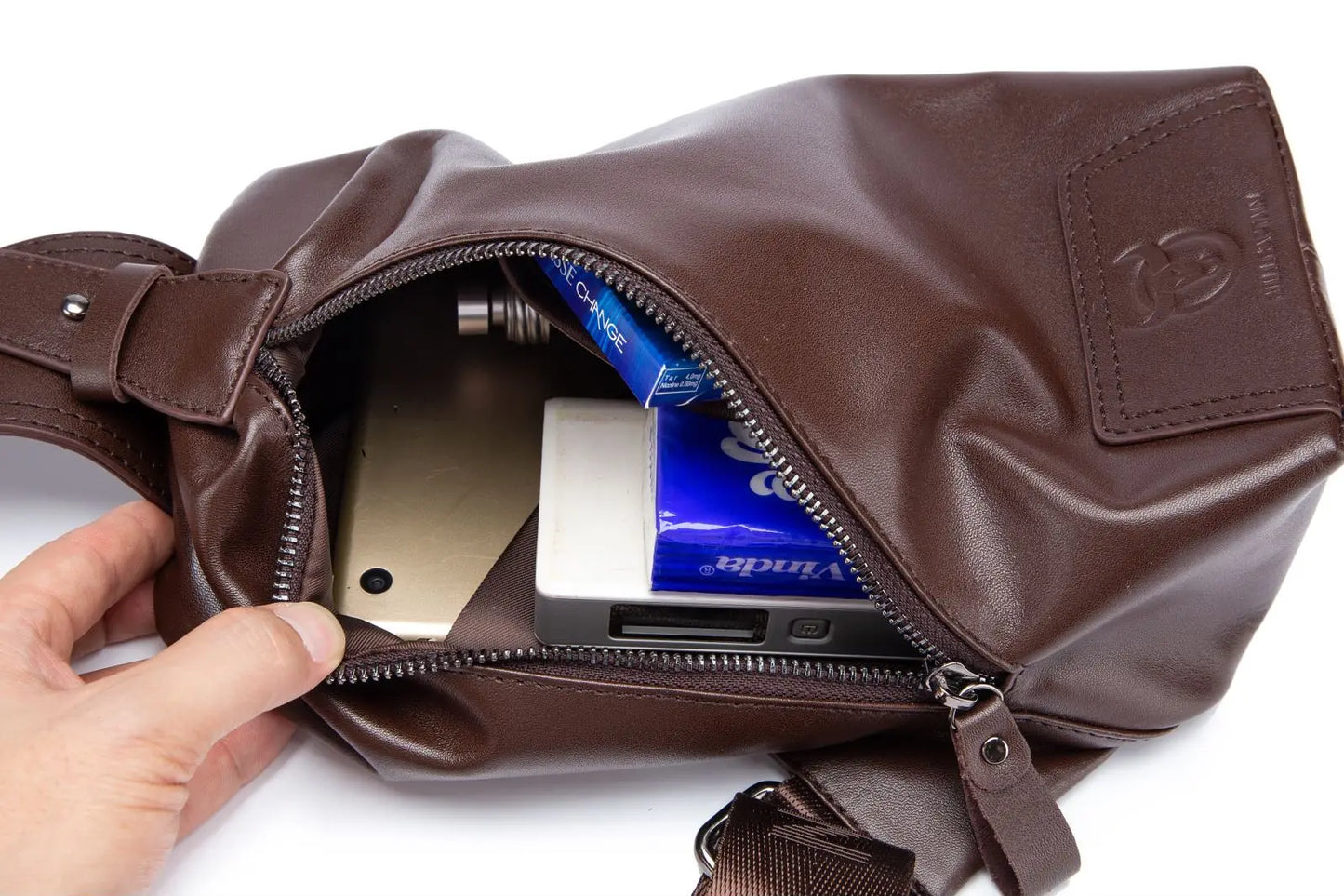 BULL CAPTAIN Genuine Leather Shoulder Cross-Body Chest Bag Anti-Theft Men's Causal Hiking Travel Day Pack