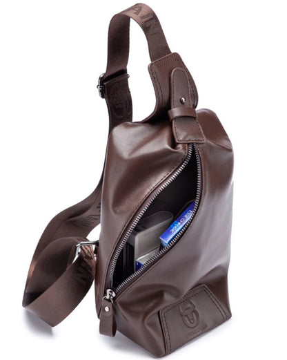 BULL CAPTAIN Genuine Leather Shoulder Cross-Body Chest Bag Anti-Theft Men's Causal Hiking Travel Day Pack