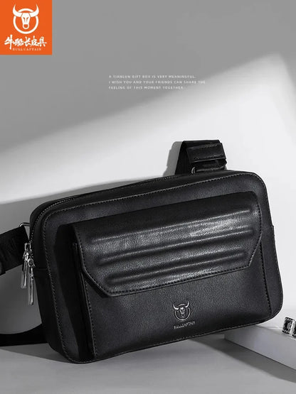 BULLCAPTAIN Brand 2024 new leisure fashion men's crossbody Horizontal locomotive camera ipad10 inch shoulder bag