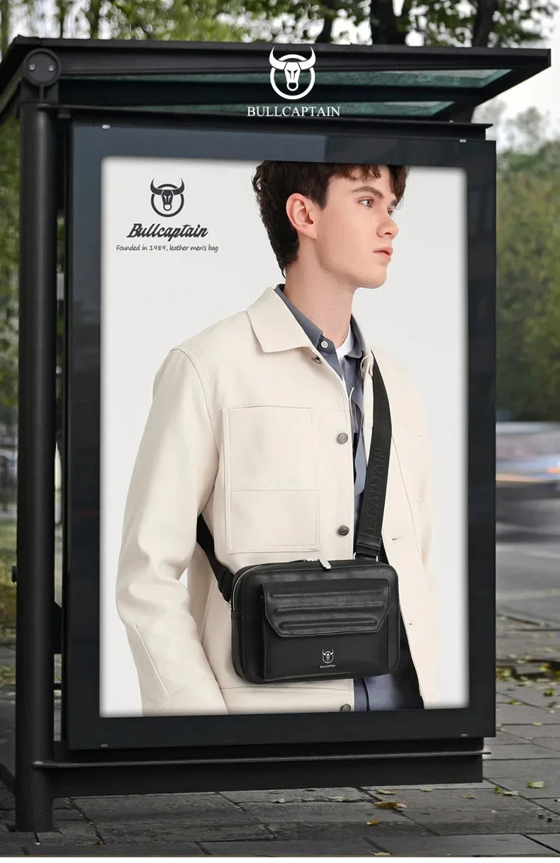 BULLCAPTAIN Brand 2024 new leisure fashion men's crossbody Horizontal locomotive camera ipad10 inch shoulder bag