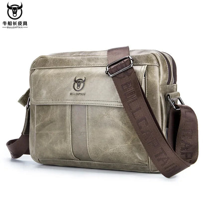 BULLCAPTAIN Brand Men's Genuine Leather Crossbody Leisure Shoulder Horizontal 11-inch Ipadpro Computer Travel Bag