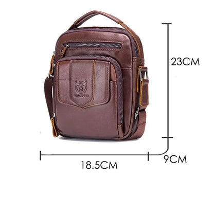 BULLCAPTAIN Brand New 100% Genuine Leather Shoulder Retro Casual Diagonal Large Capacity Handbag Men's Bag