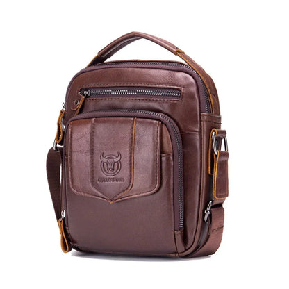 BULLCAPTAIN Brand New 100% Genuine Leather Shoulder Retro Casual Diagonal Large Capacity Handbag Men's Bag