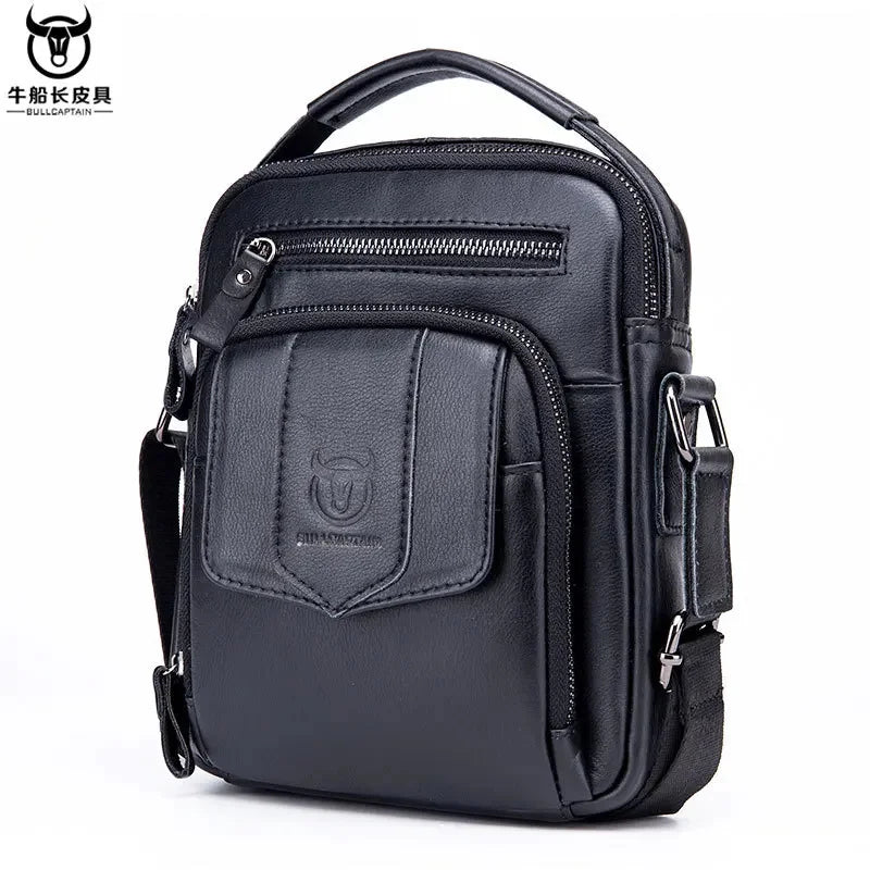 BULLCAPTAIN Brand New 100% Genuine Leather Shoulder Retro Casual Diagonal Large Capacity Handbag Men's Bag