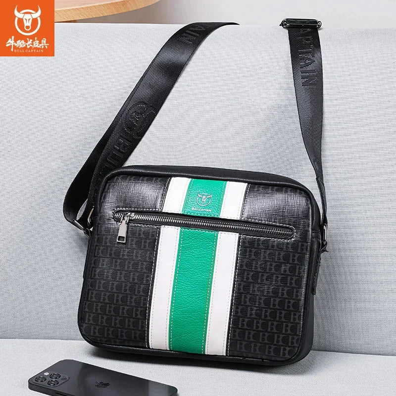 BULLCAPTAIN Luxury Designer Fashion Shoulder Quality Men's Messenger 10 Inch IPad Bag Contrast Handbags