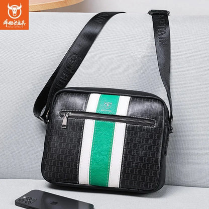 BULLCAPTAIN Luxury Designer Fashion Shoulder Quality Men's Messenger 10 Inch IPad Bag Contrast Handbags