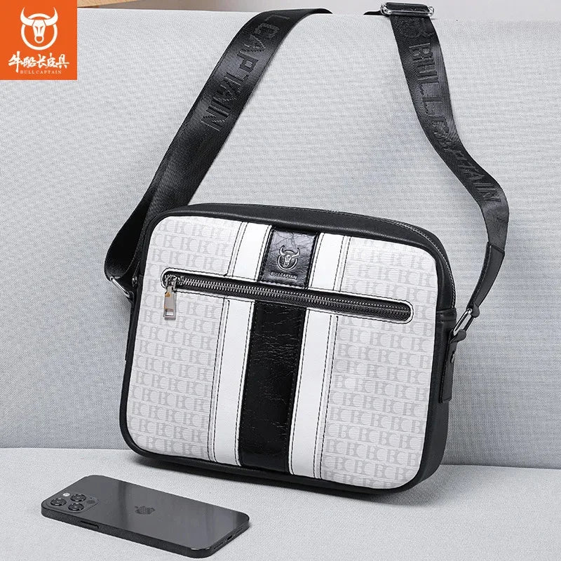 BULLCAPTAIN Luxury Designer Fashion Shoulder Quality Men's Messenger 10 Inch IPad Bag Contrast Handbags