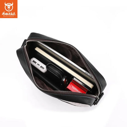 BULLCAPTAIN Luxury Designer Fashion Shoulder Quality Men's Messenger 10 Inch IPad Bag Contrast Handbags