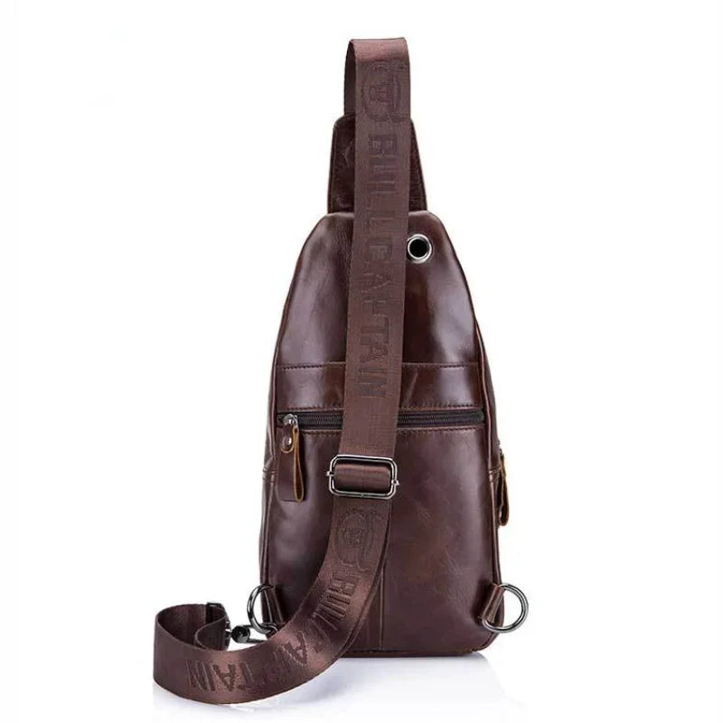 BULLCAPTAIN Men Genuine Leather Chest 100% Cowhide Fashion Multifunctional Crossbody s Casual Shoulder Messenger Bag Male