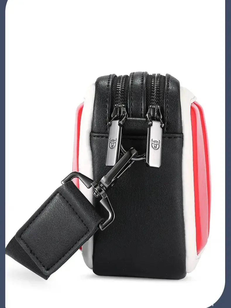 BULLCAPTAIN Men's leisure travel messenger down soft leather double-decker wrist shoulder luxury designer crossbody bag
