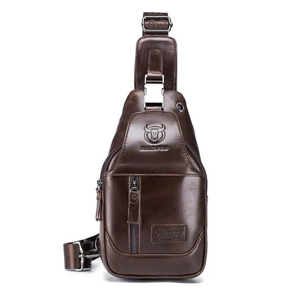 BULLCAPTAIN New Genuine Leather Chest Fashion Shoulder Leisure Crossbody Short-distance Travel Men's Bag