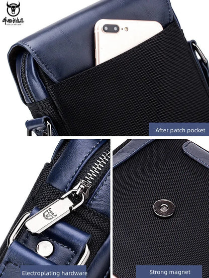 BULLCAPTAIN New Man Messenger Men Genuine Leather Shoulder s Business Crossbody Casual Bag Famous Brand male Handbag bag