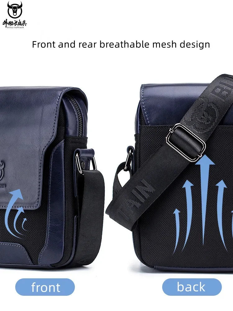 BULLCAPTAIN New Man Messenger Men Genuine Leather Shoulder s Business Crossbody Casual Bag Famous Brand male Handbag bag